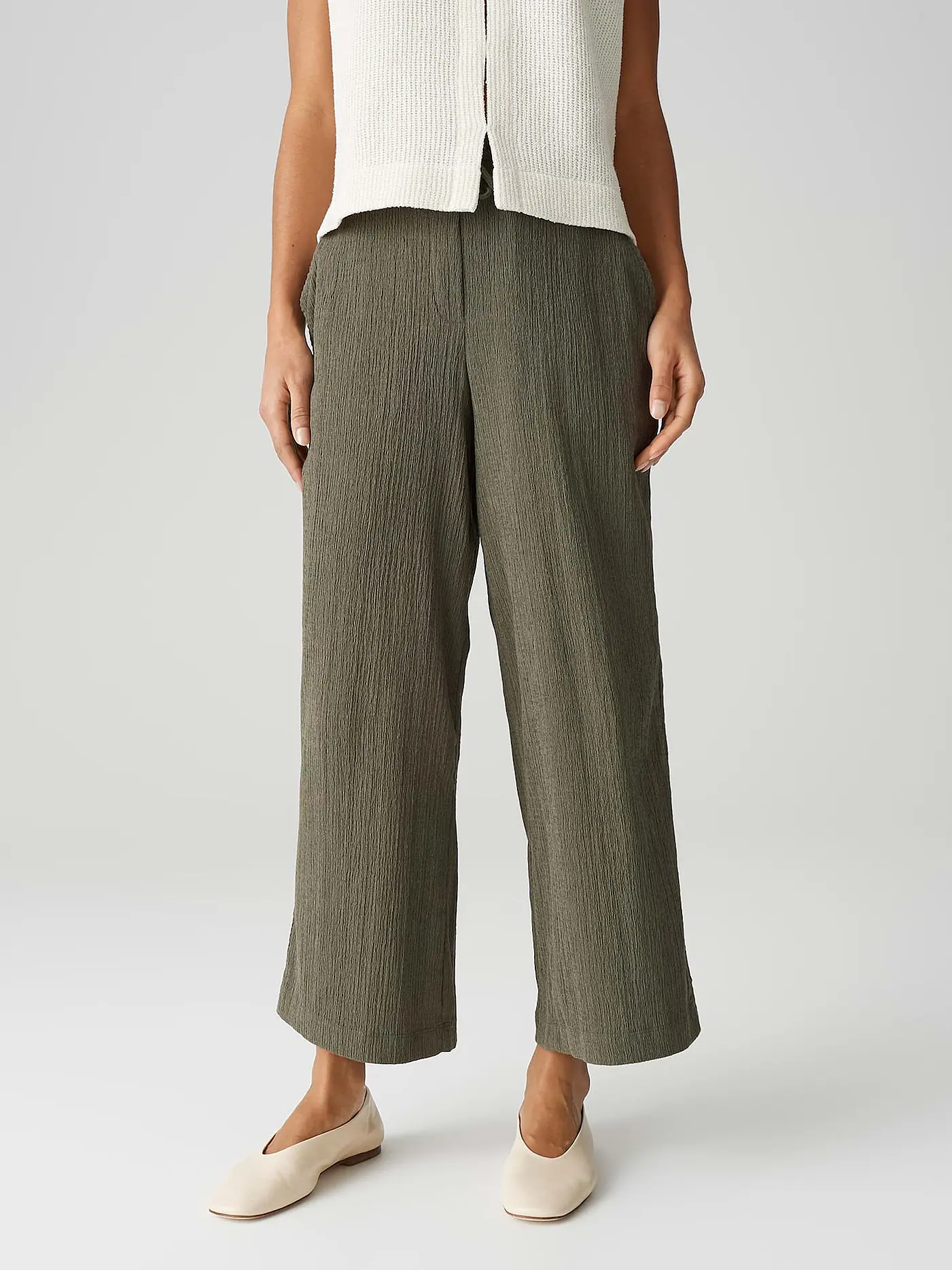 OPUS | Marlenehose MILENI CRINKLE | olive